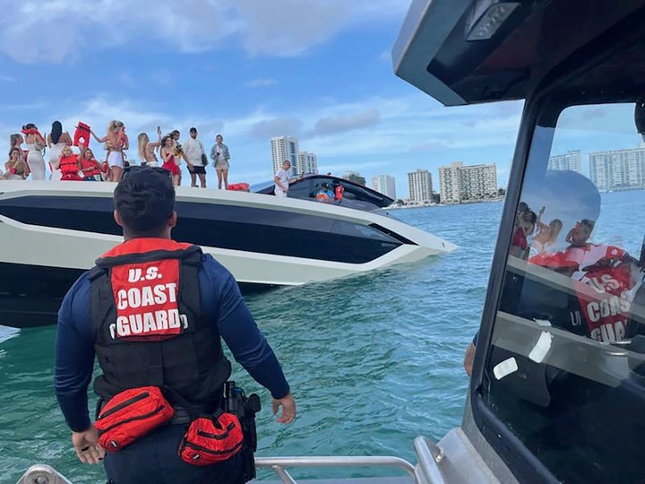 U.S. Coast Guard crews and partner agencies responded to the 63-ft vessel taking on water near Monument Island.