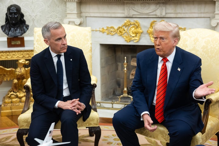 U.S. President Donald Trump, right, and Mark Carney, Canada's prime minister, meet Tuesday in the Oval Office of the White House. The in-person meeting carried high stakes for Carney, who led his Liberal Party to a stunning victory by promising to win the trade war with the U.S. and protect Canadian sovereignty in the face of U.S. aggression.