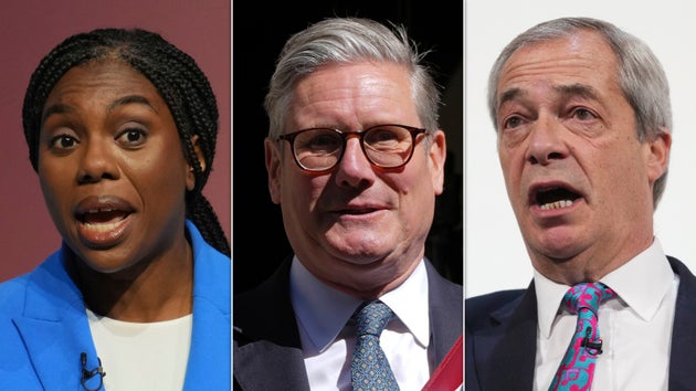 Kemi Badenoch, Keir Starmer and Nigel Farage