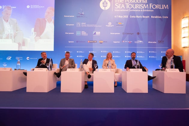 (από αριστερά προς δεξιά) Θάνος Πάλλης, Καθηγητής Ναυτιλιακής-Λιμενικής Οικονομικής και Πολιτικής, Τμήμα Ναυτιλιακών Σπουδών, Πανεπιστήμιο Πειραιώς Δημήτρης Μπέκος, Head of Greece, Cyprus, Egypt, and the UAE, Intercruises Michele Bosco, Manager, Shore Excursions and Operations, Princess Cruises Ligia Balea, Product Manager, Shore Excursions, Carnival Cruise Line Alessandro Carollo, Associate VP, Government Relations, Royal Caribbean Group Nicky Guerrero, Secretary General, MedCruise