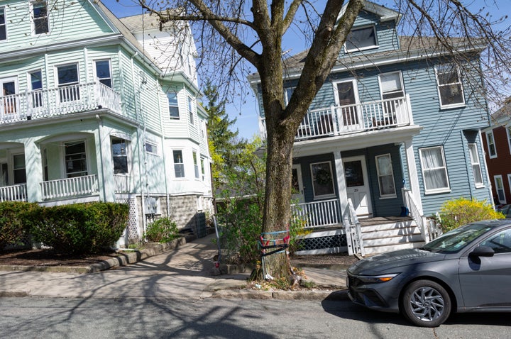The street where Rumeysa Ozturk, a Tufts University student, was detained by ICE agents and sent to an immigration jail for deportation, as seen on April 23, 2025, in Somerville, Massachusetts. (Photo by Andrew Lichtenstein/Corbis via Getty Images)
