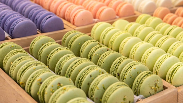 Tray of french macarons.