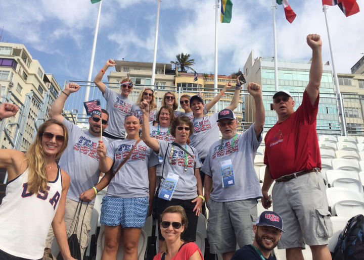 The cheering section for Gwen at the Rio 2016 Olympic triathlon.