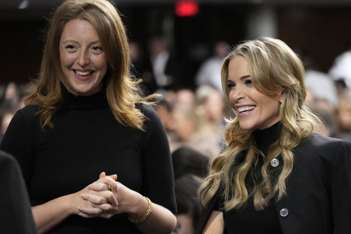 Dr. Casey Means, left, and right-wing personality Megan Kelly attend a confirmation hearing for Robert F. Kennedy Jr. in January.