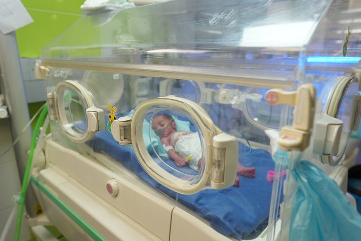 A newborn in an incubator at Nasser Hospital, Khan Yunis, Gaza, on Nov. 17, 2023