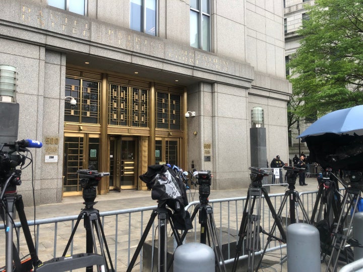 The scene outside the Daniel Patrick Moynihan U.S. Courthouse in lower Manhattan as jury selection begins in the Sean “Diddy” Combs federal sex trafficking trial, May 5, 2025, in New York City.