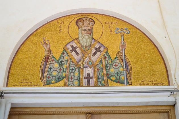 AEGINA, GREECE - JUNE 19: Cathedral Of Saint Nectarios in Aegina Island, Greece on June 19, 2017.