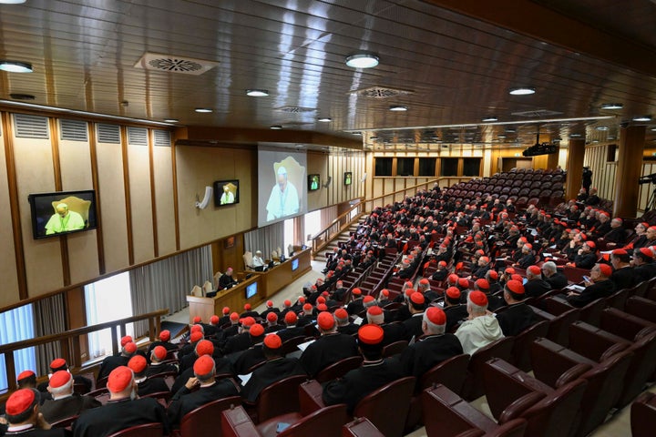 Pope Leo XIV Lays Out Imaginative and prescient Of Papacy And Identifies AI As A Important Problem For Humanity 2 Pope Leo XIV meets the College of Cardinals in the New Synod Hall at the Vatican, Saturday, May 10, 2025. (Vatican Media via AP)