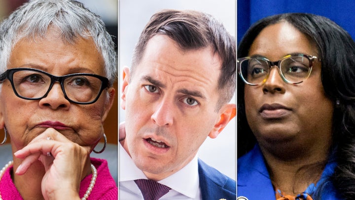 A Department of Homeland Security spokesperson accused New Jersey Democratic Reps. Bonnie Watson Coleman (Left), Rob Menendez (Center) and LaMonica McIver (Right) of trespassing and assaulting federal agents.