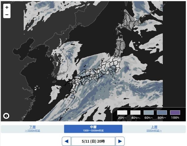 雲量予想マップ