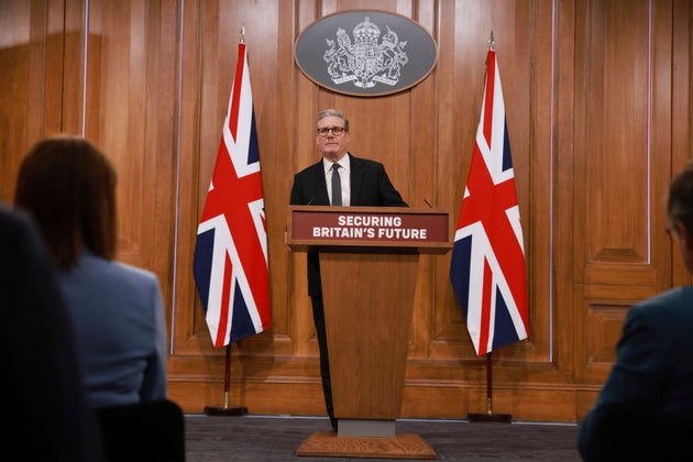 Keir Starmer pauses, during a press conference, ahead of the publication of the government’s Immigration White Paper, in London, Monday, May 12, 2025. 