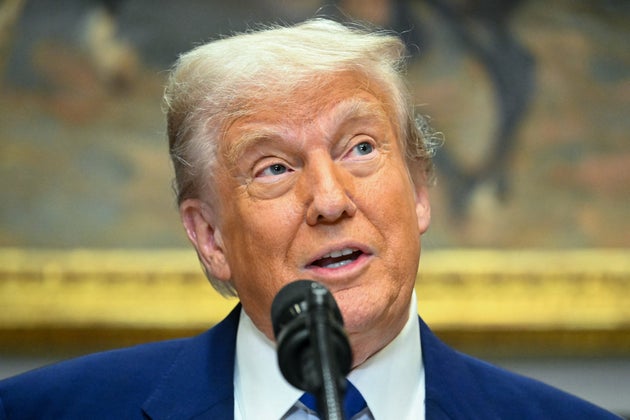 US President Donald Trump speaks during a news conference about prescription drug prices, in the Roosevelt Room of the White House on May 12, 2025, in Washington, DC.