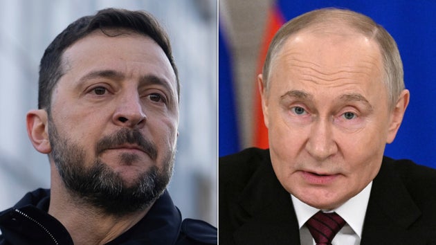 Volodymyr Zelenskyy and Vladimir Putin