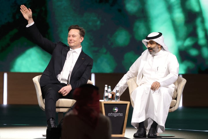 Elon Musk speaks during the Saudi-U.S. investment forum in Riyadh, Saudi Arabia, on Tuesday.