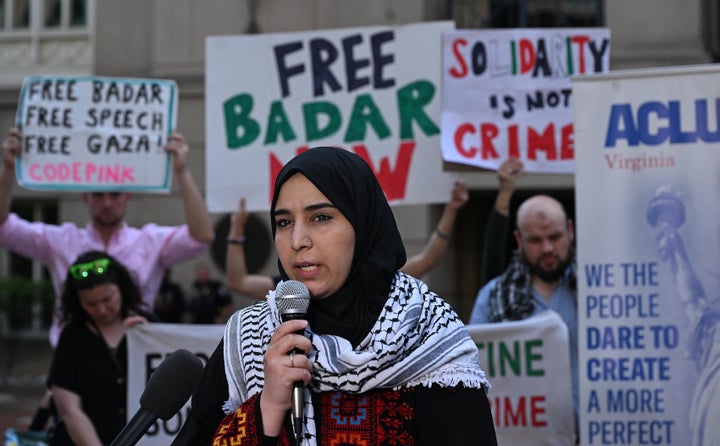 Choose Orders Launch Of Georgetown Scholar Detained By Trump Administration 1 Dr. Badar Khan Suri's wife, Mapheze Saleh, speaks to supporters in Alexandria, Virginia, on May 1.