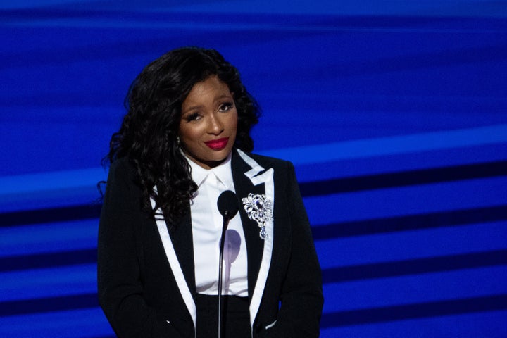 Rep. Jasmine Crockett, here at the 2024 Democratic National Convention, explained why she thinks DOGE is a "scam" while appearing on "The Late Show" on Tuesday.