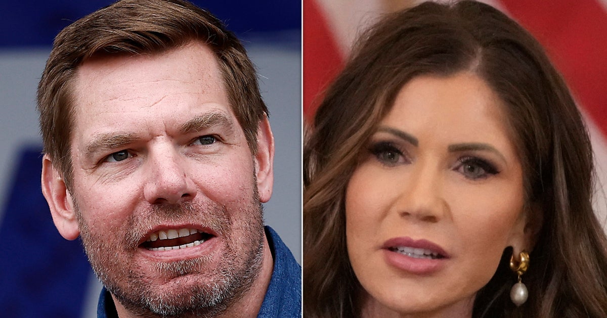 NextImg:Eric Swalwell Blasts Kristi Noem For 'Bulls**t' Over Abrego Garcia Tattoo Pic