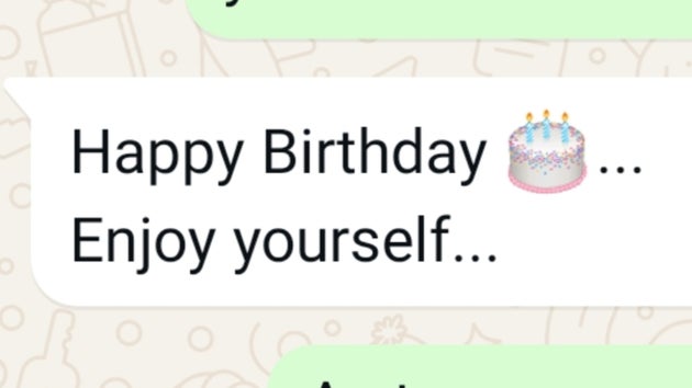 A message reading Happy Birthday... Enjoy Yourself...