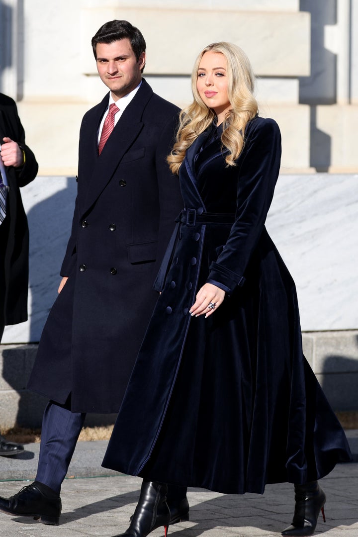 Tiffany Trump and husband Michael Boulos, here at President Donald Trump's January 20 inauguration, have welcomed their first child.