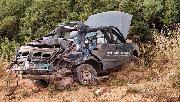 Το όχημα της 27χρονης, ύστερα από τη σφοδρή σύγκρουση - Κάντια Ναυπλίου, 15 Μαΐου 2025