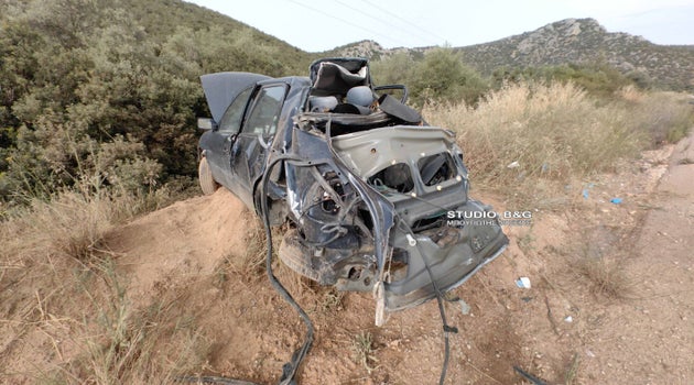 Το όχημα της 27χρονης, ύστερα από τη σφοδρή σύγκρουση - Κάντια Ναυπλίου, 15 Μαΐου 2025