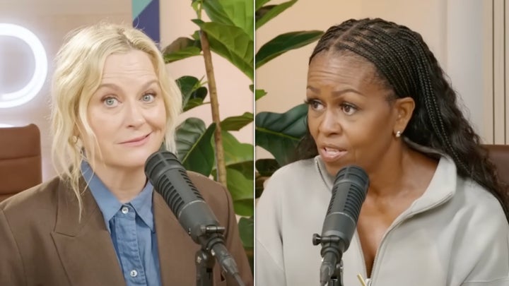 Amy Poehler and Michelle Obama had a little bit of fun talking about the former First Lady's pushup contest with Ellen DeGeneres. 
