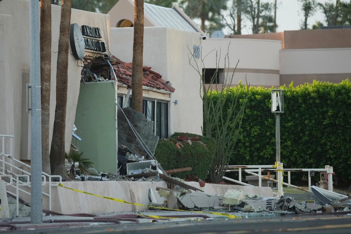 Damage to a reproductive clinic in Palm Springs, California, is seen on Saturday.
