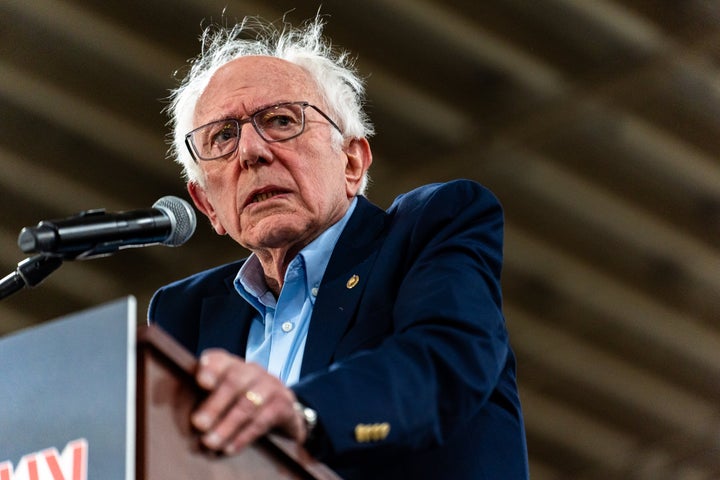 Sen. Bernie Sanders speaks at the Fighting Oligarchy rally in Harrisburg, Pennsylvania, on May 2.