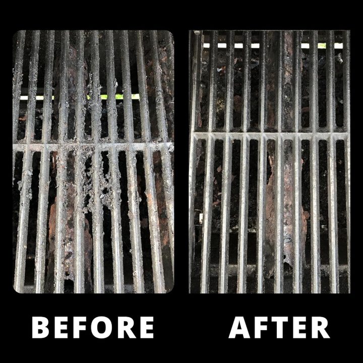 The scraper brush uses steam to easily get rid of gunk.