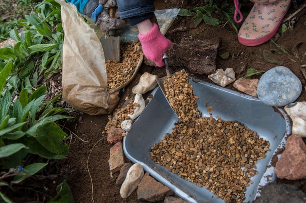 Washing-up bowl in garden
