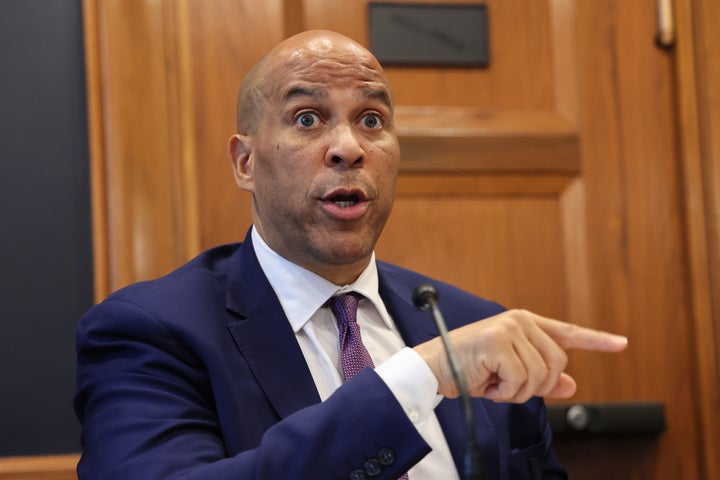 Sen. Cory Booker (D-NJ), pictured at an education forum on may 14, was the only democrat to confirm Charles Kushner for French Ambassador.
