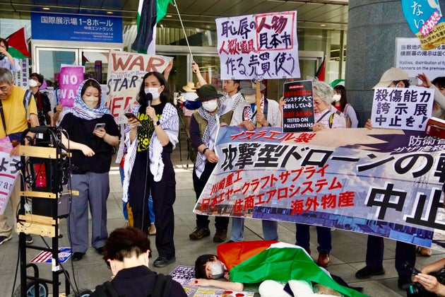 DSEI Japanの開催に反対する市民の集会（2025年5月21日、千葉の幕張メッセ前）