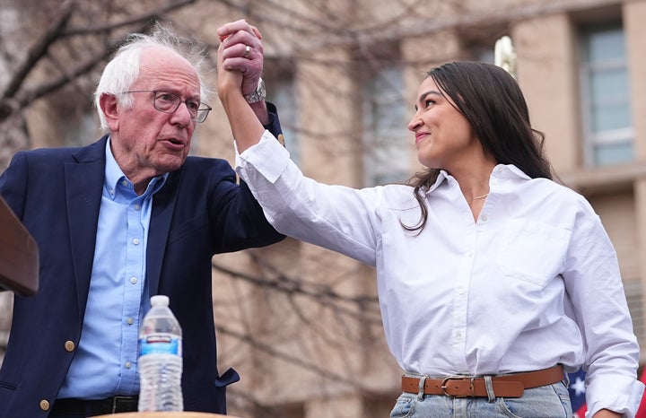 Sanders and Ocasio-Cortez during a "Fighting Oligarchy" tour stop in Denver earlier this year.