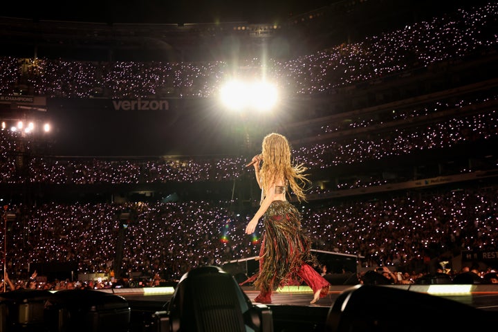 Shakira performs onstage during night two of her "Shakira: Las Mujeres Ya No Lloran World Tour" at MetLife Stadium on May 16 in East Rutherford, New Jersey.