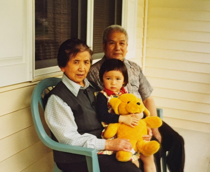 "This is me, age 2, with my grandparents in 1997, the year before I started at the Baptist preschool," the author writes. "They came from China to West Virginia to keep me at home for a year and make sure I had a Chinese language foundation before sending me to schools where I would be immersed in English."