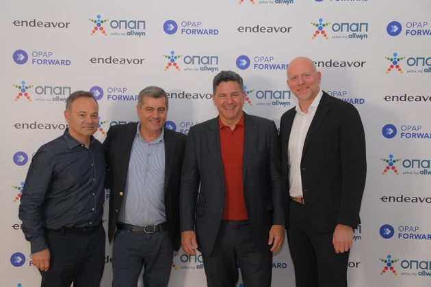 Mάρκος Βερέμης, Partner της Big Pi Ventures και Μέλος του Δ.Σ. της Endeavor Greece, Οδυσσέας Χριστοφόρου, Αναπληρωτής Διευθύνων Σύμβουλος του ΟΠΑΠ, Ανδρέας Ραπτόπουλος, Ιδρυτής και CEO της Matternet και Jan Karas, Πρόεδρος και Διευθύνων Σύμβουλος του ΟΠΑΠ