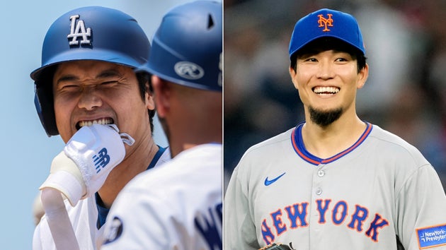 大谷翔平選手（左）と千賀滉大投手