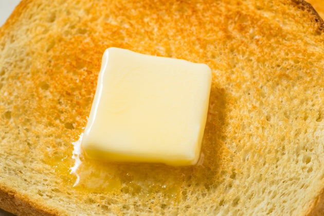 Homemade Toasted Bread Slice with Butter Ready for Breakfast