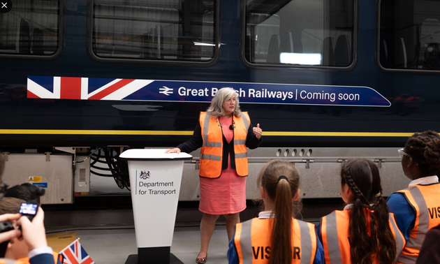 Transport secretary Heidi Alexander marking the first renationalised train