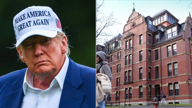 （左）トランプ大統領（右）ハーバード大学のキャンパス