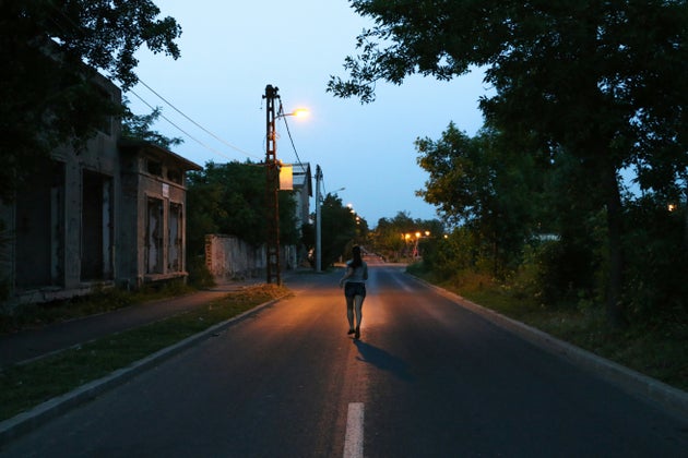 Person running in evening
