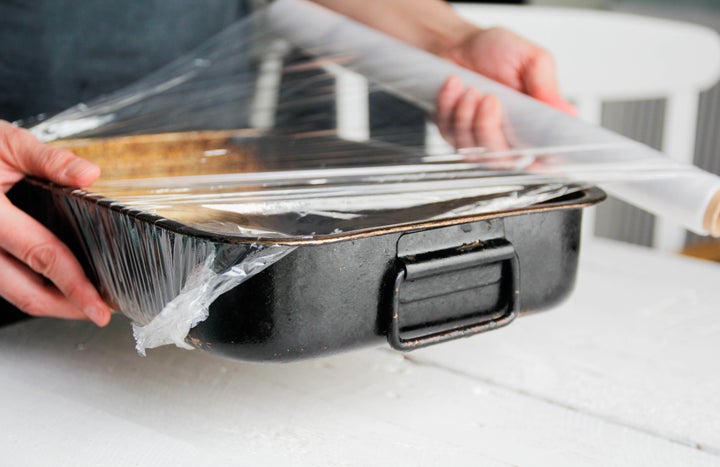 Plastic wrap shouldn’t be microwaved unless it has a microwave-safe symbol on the packaging.