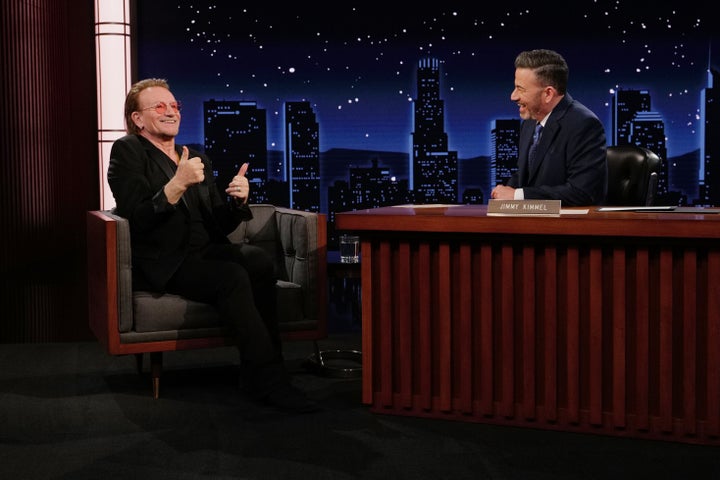 Bono said Bruce Springsteen is America's one true 'Boss' while weighing in on the rocker's feud with President Donald Trump during an appearance on "Jimmy Kimmel Live!" on Tuesday.