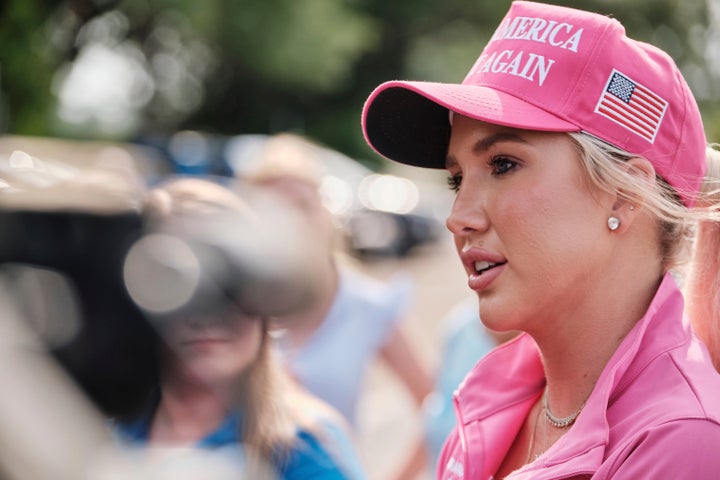 Savannah Chrisley, daughter of reality television star Todd Chrisley, speaks outside the Federal Prison Camp, Wednesday, May 28, 2025, in Pensacola, Florida.