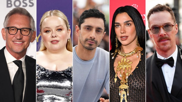 Gary Lineker, Nicola Coughlan, Dua Lipa, Riz Ahmed and Benedict Cumberbatch