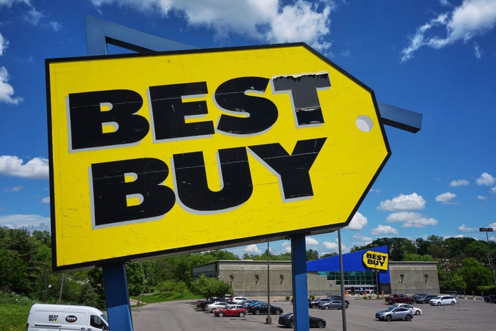 Best Buy cut its annual outlook for profits and sales after the nation's largest consumer electronics chain reported a profit decline and stagnating sales for its fiscal first quarter amid shoppers' worries about the economy and tariffs.