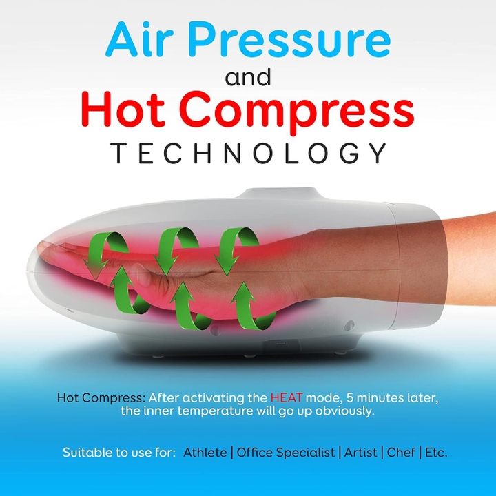 This massager uses temperature and air pressure to soothe hands.