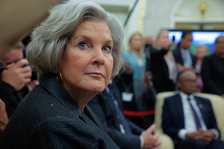 WASHINGTON, DC - MAY 21: White House Chief of Staff Susie Wiles attends a meeting and press availability with U.S. President Donald Trump and South Africa President Cyril Ramaphosa in the Oval Office at the White House on May 21, 2025 in Washington, DC. (Photo by Chip Somodevilla/Getty Images)