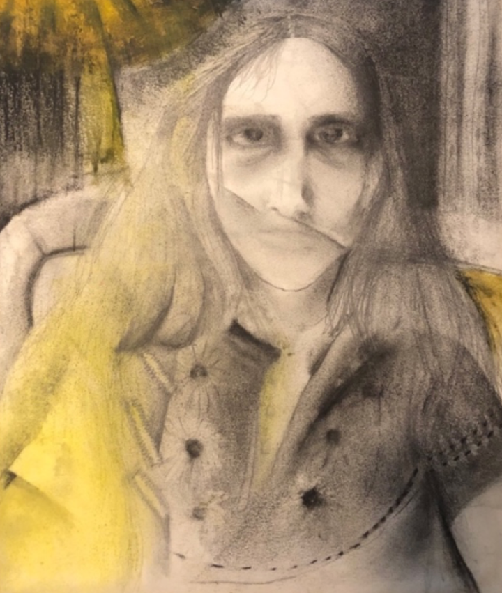 “Self Portrait, The Suicide Attempt,” a pastel piece made by the author, circa 1971.