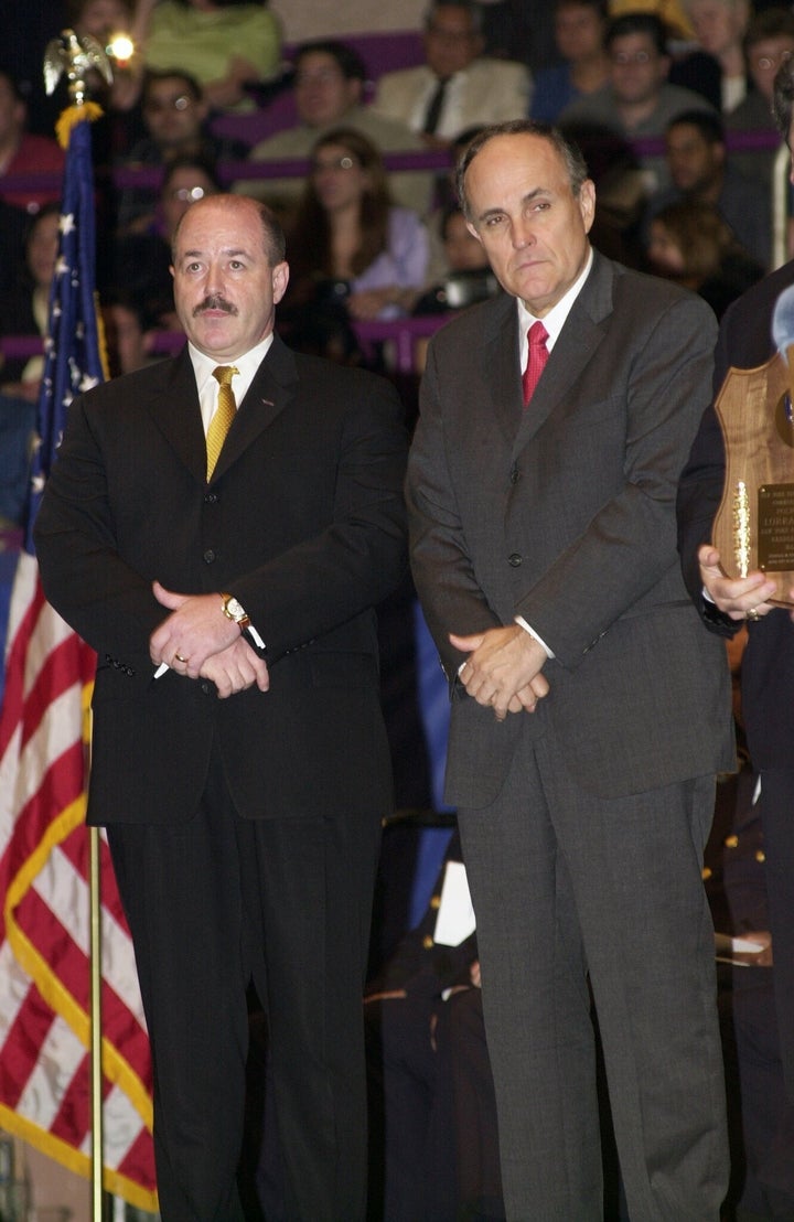Then-New York City Mayor Rudy Giuliani, right, and New York Police Commissioner Bernie Kerik in 2000.